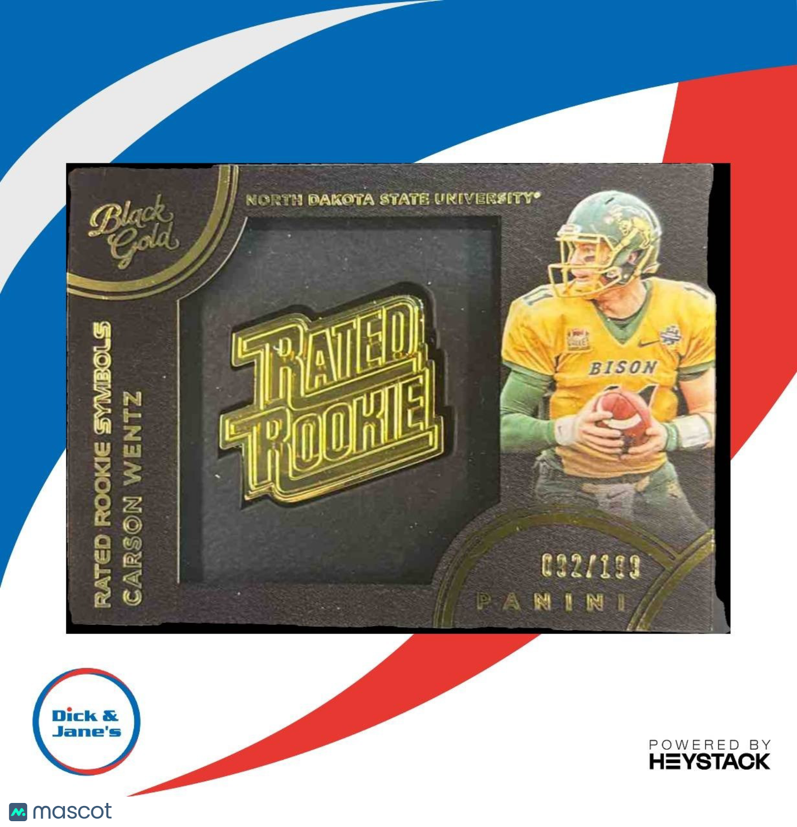 2016 Panini Black Gold Collegiate Carson Wentz Rated Rookie Symbols /199 #9 RC - Sports Cards