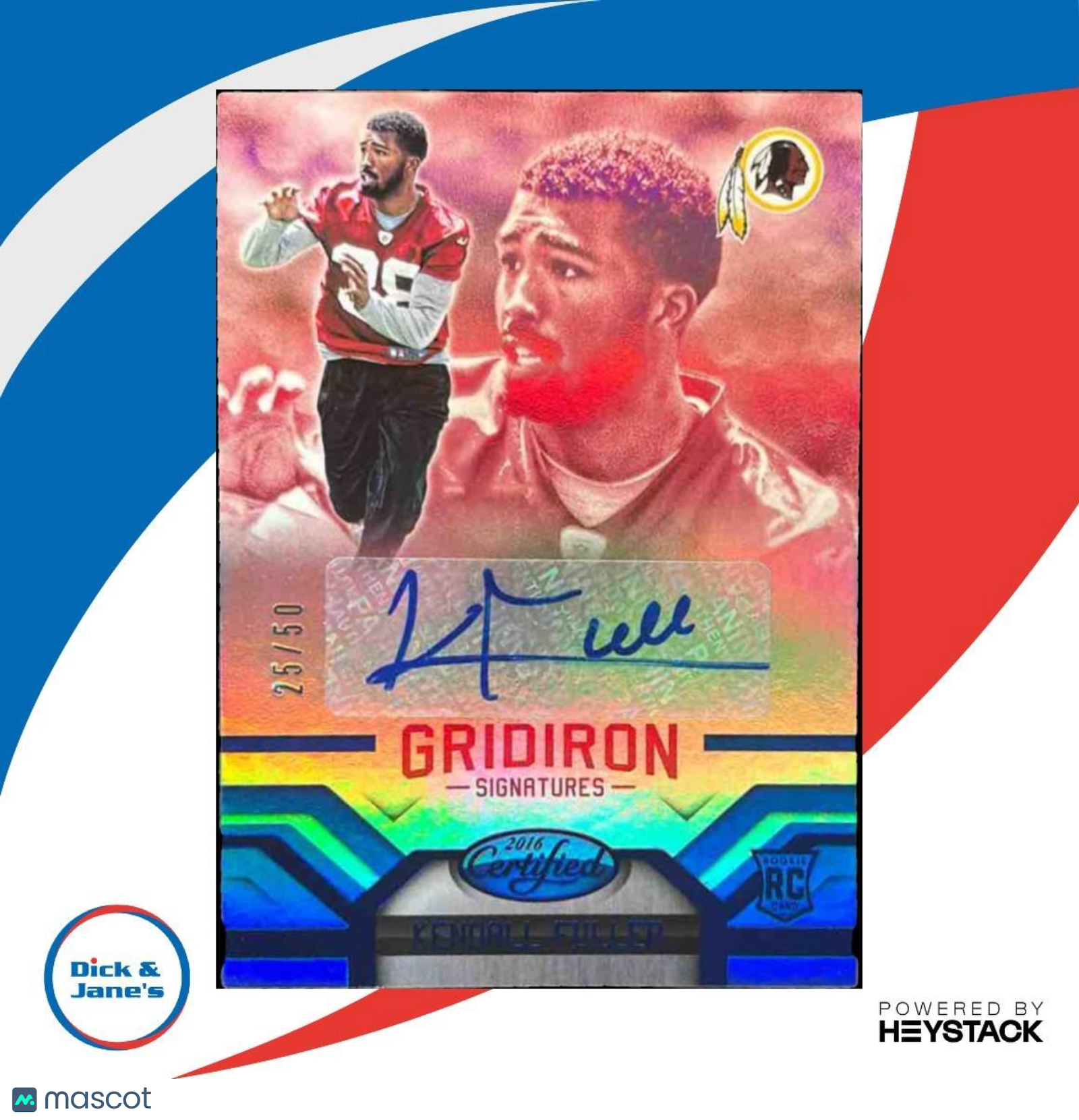 2016 Panini Certified Kendall Fuller Gridiron Signatures Mirror Blue /50 RC Auto - Sports Cards
