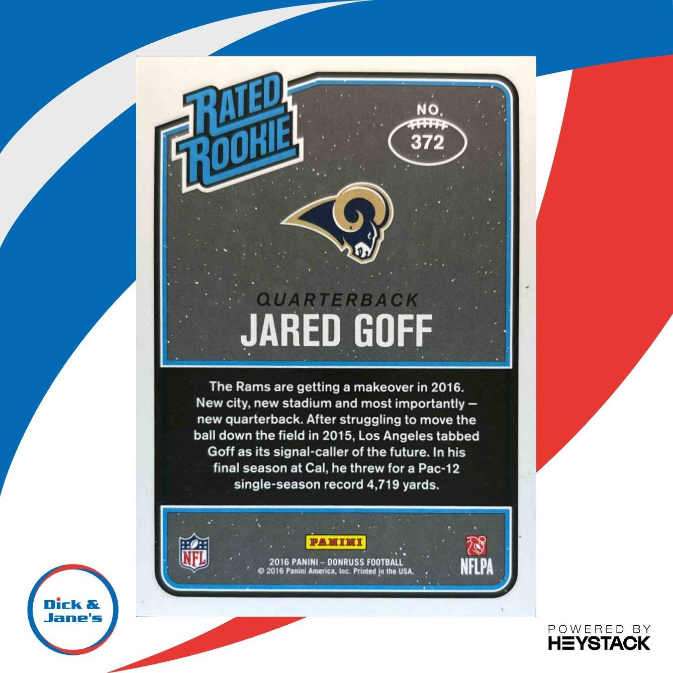 2016 Panini Donruss Jared Goff Not Best Condition #372 RC Los Angeles Rams - Sports Cards