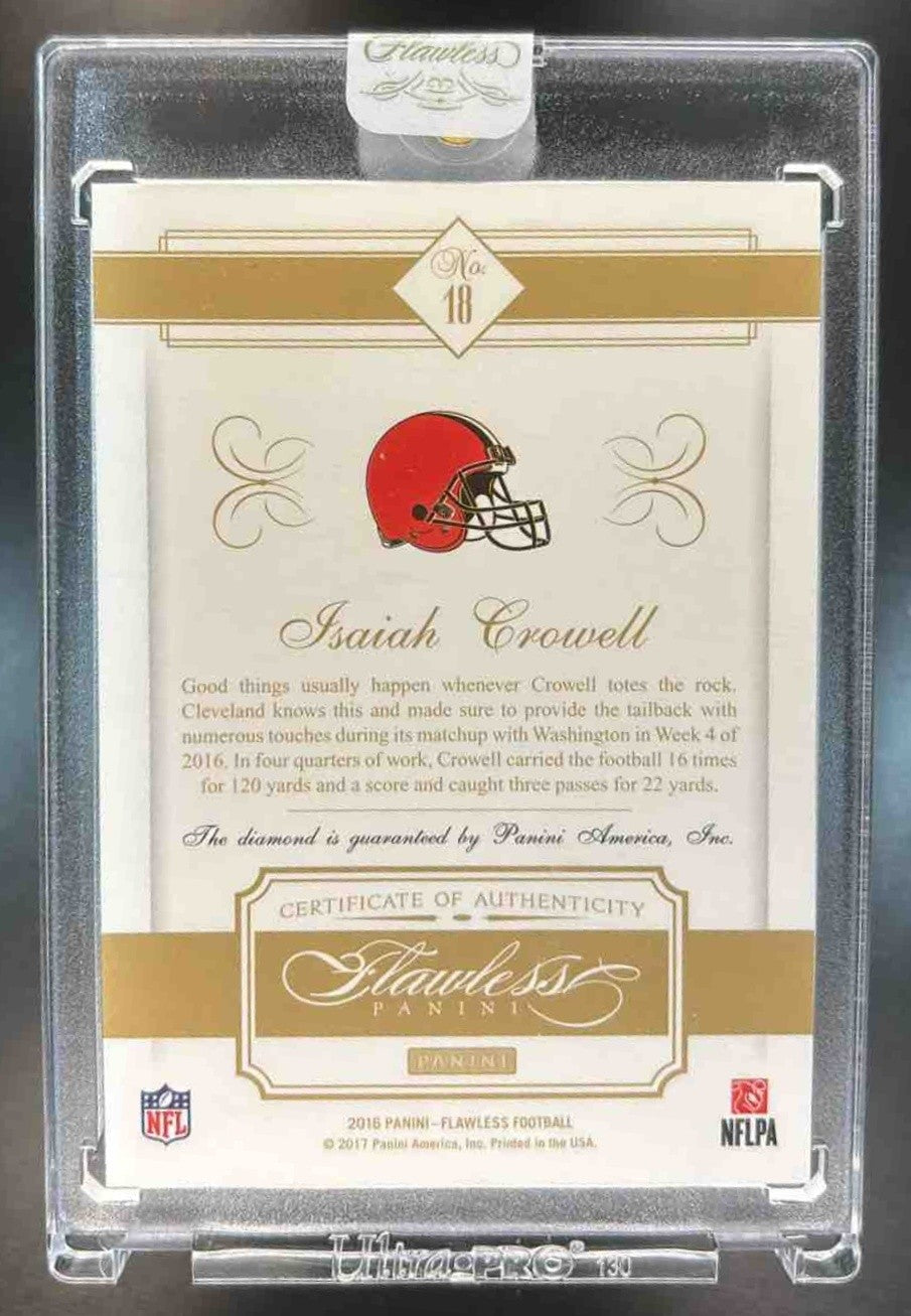 2016 Panini Flawless Isaiah Crowell DIAMOND /W AUTHEN /20 #18 Cleveland Browns - Sports Cards