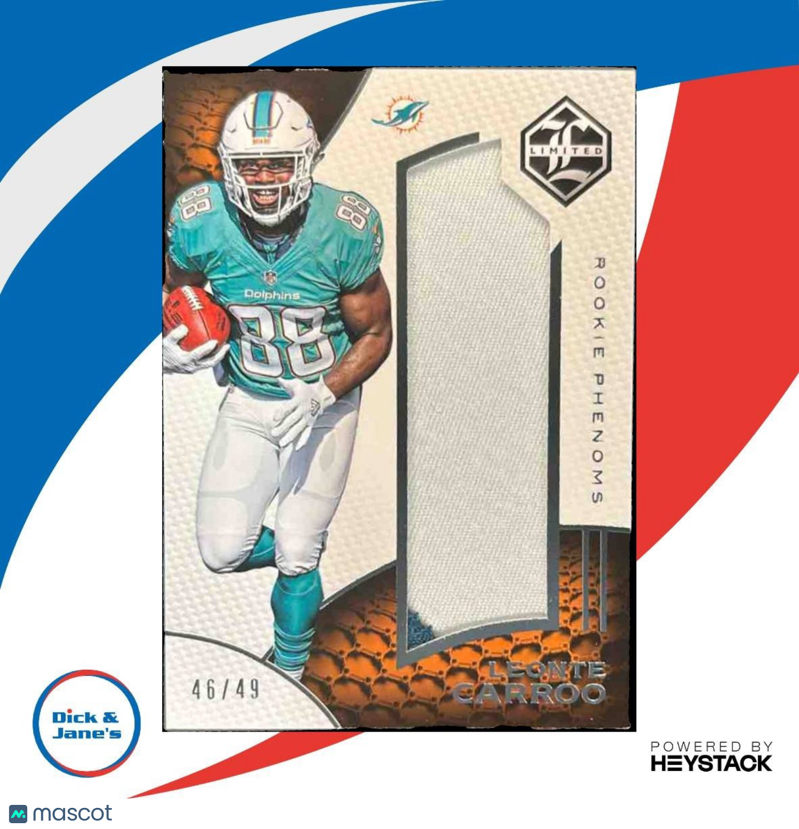 2016 Panini Limited Leonte Carroo Rookie Phenoms Jerseys Silver /49 RC Dolphins - Sports Cards