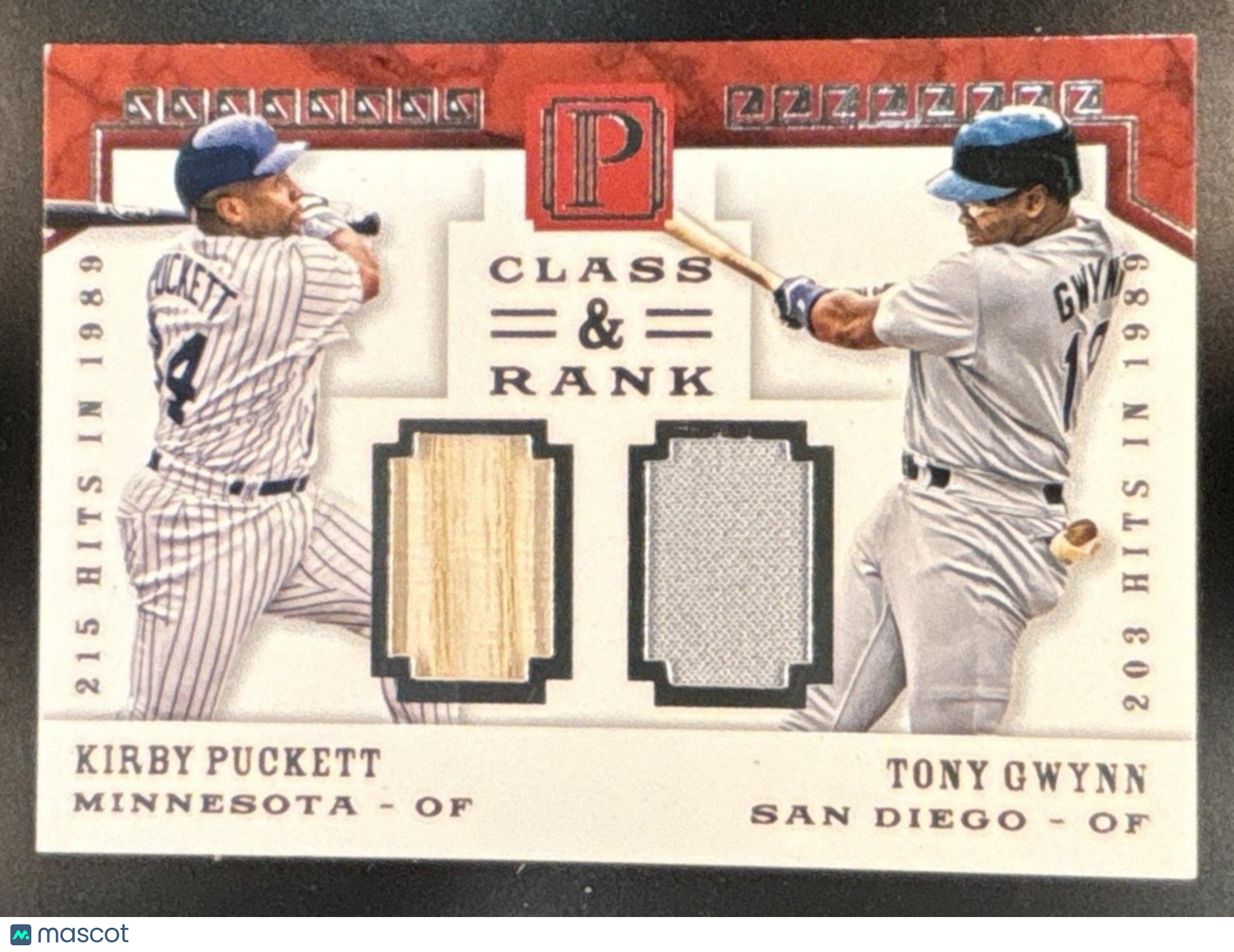 2016 Panini Pantheon Kirby Puckett Tony Gwynn Class and Rank Dual Patch /99 - Sports Cards