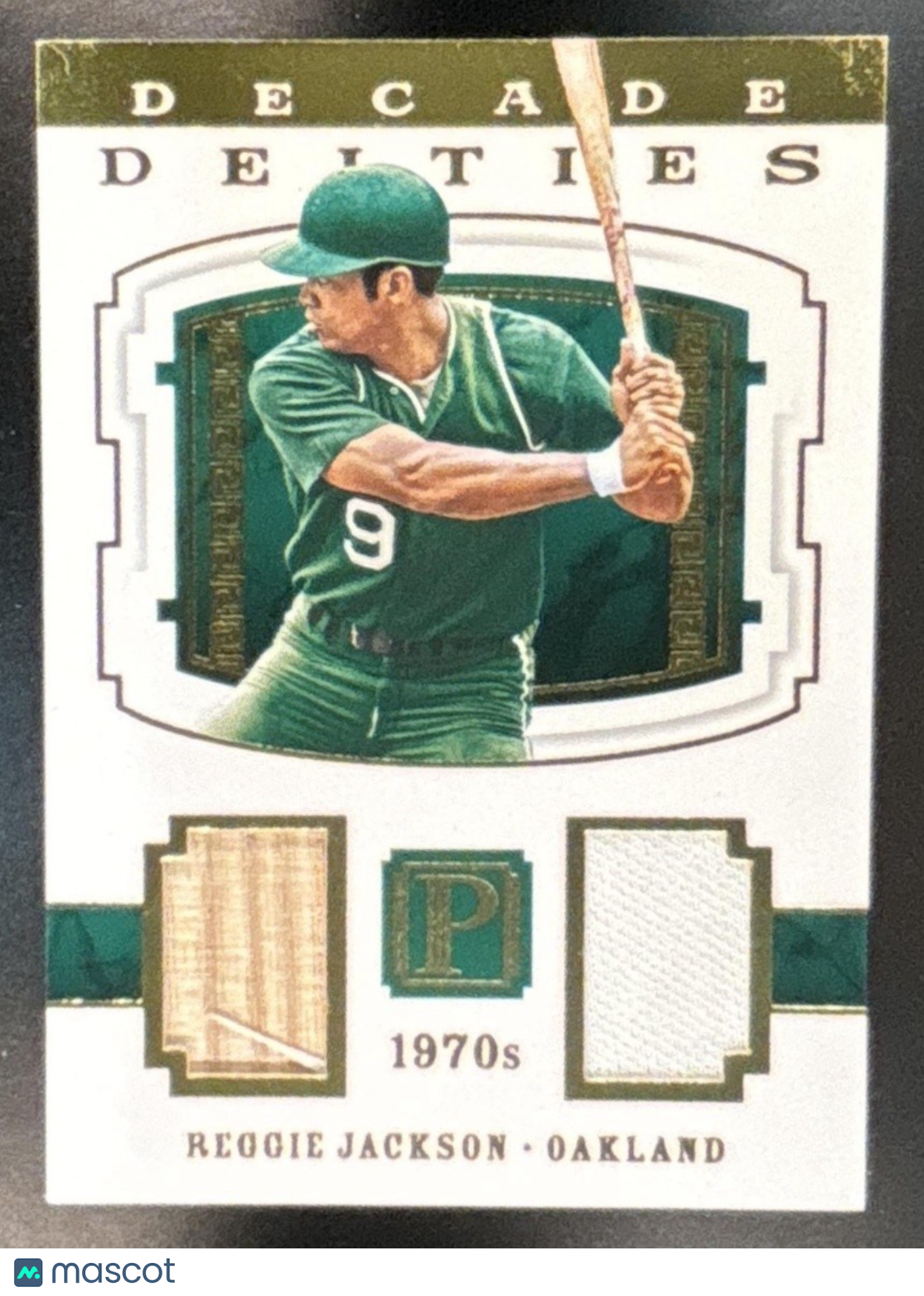 2016 Panini Pantheon Reggie Jackson Decade Deities Gold /25 MEM Oakland Athletic - Sports Cards