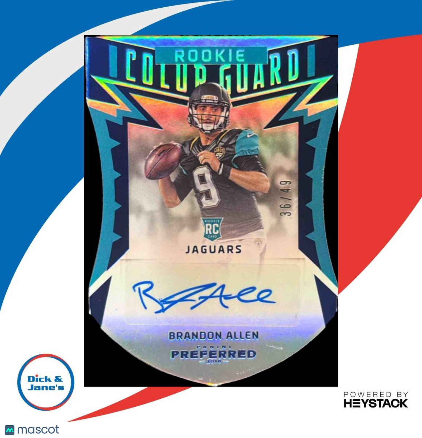 2016 Panini Preferred Brandon Allen Blue /49 #273 RC Auto Jacksonville Jaguars - Sports Cards
