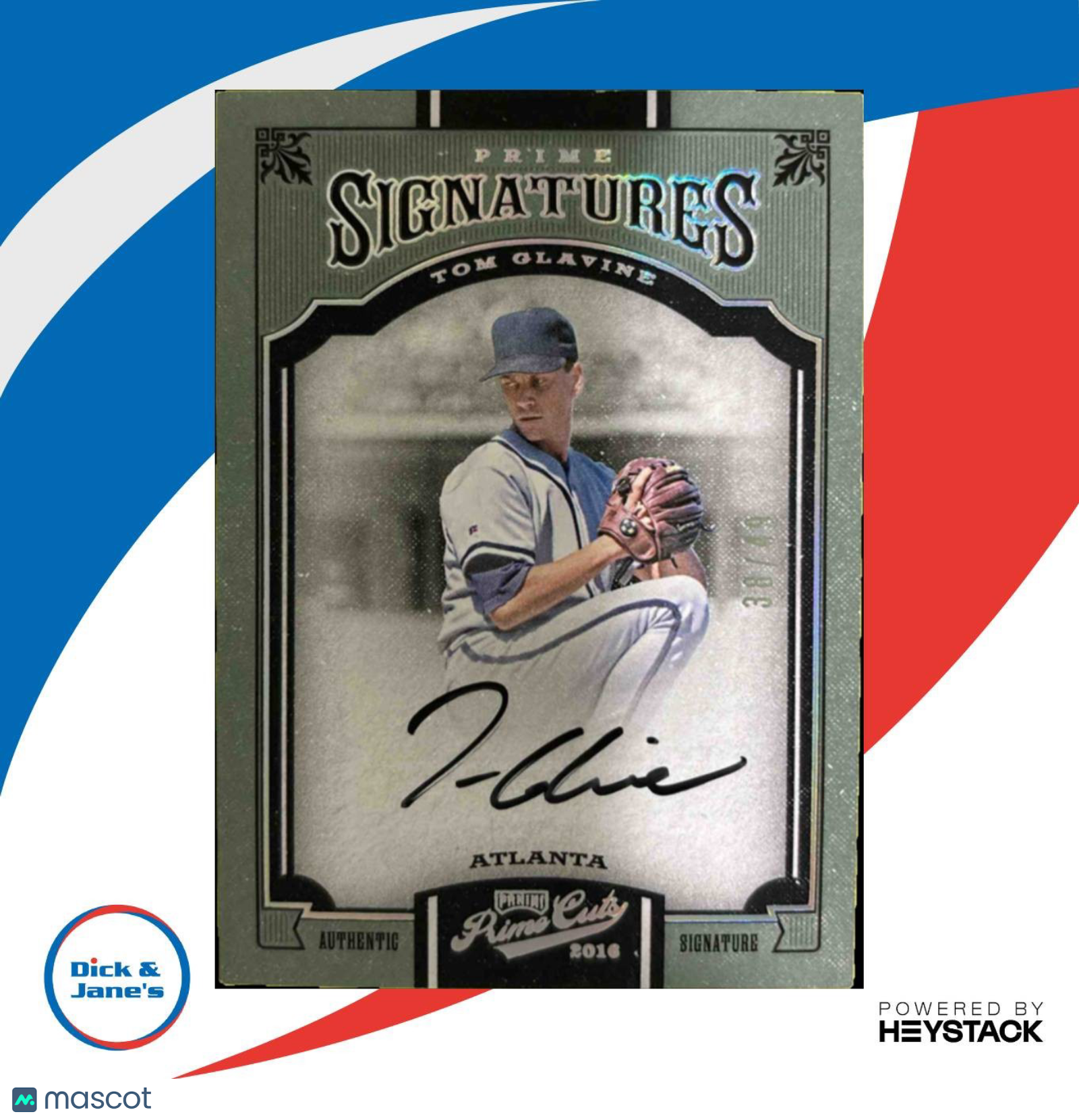 2016 Panini Prime Cuts Tom Glavine Signatures /49 #PS-TG Auto Atlanta Braves - Sports Cards