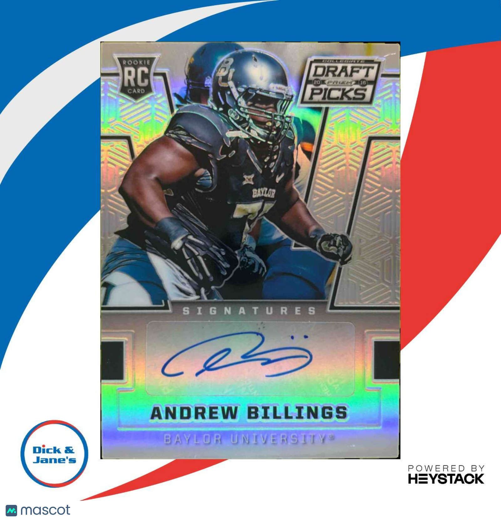 2016 Panini Prizm Collegiate Draft Picks Andrew Billings Auto Prizms #182 RC - Sports Cards
