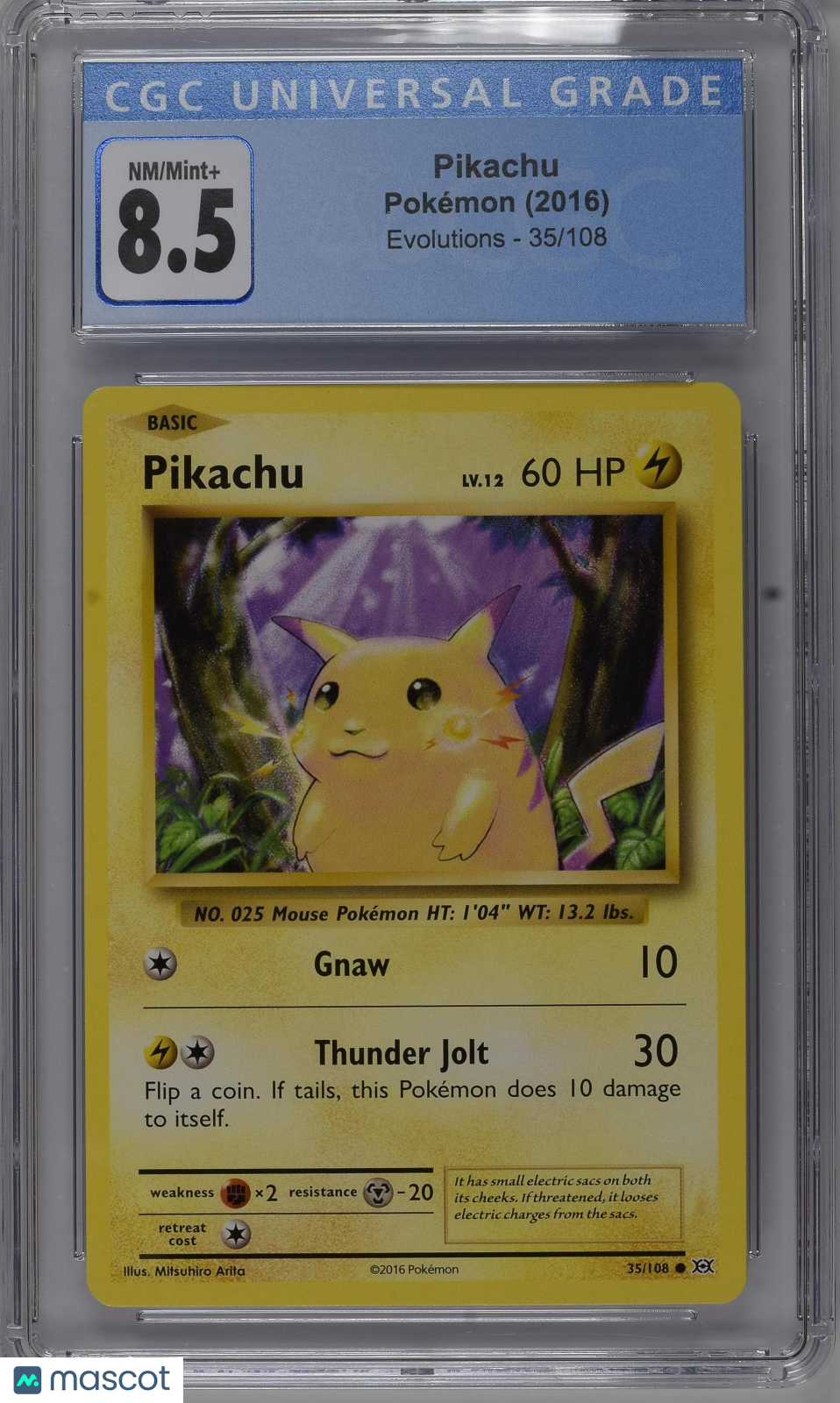 2016 Pokemon Evolutions Pikachu #35/108 CGC 8.5 - Graded TCG/CCG