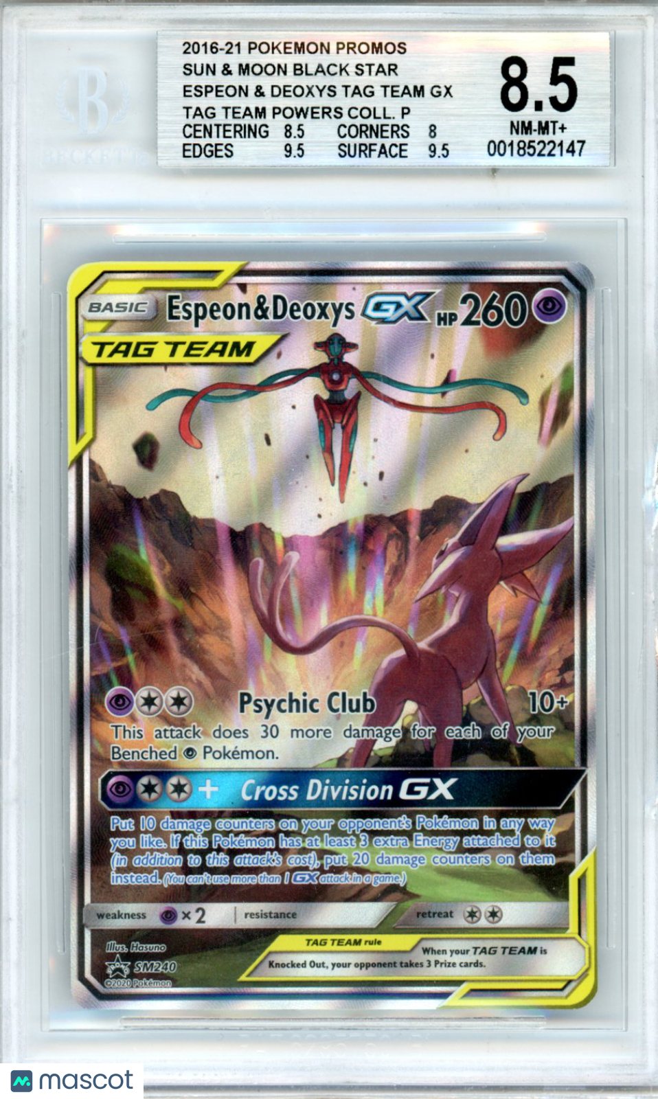 2016 Pokemon SM Black Star Promos Espeon & Deoxys Tag Team GX P #SM240 BGS 8.5 - Graded TCG/CCG