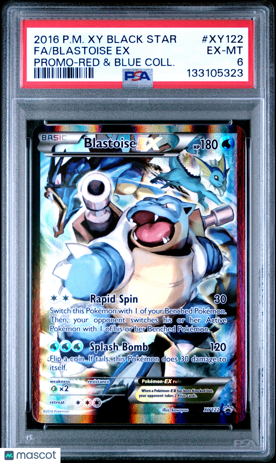 2016 Pokemon XY Black Star Promo Blastoise EX #XY122 FA Red & Blue Coll. PSA 6 - Graded TCG/CCG