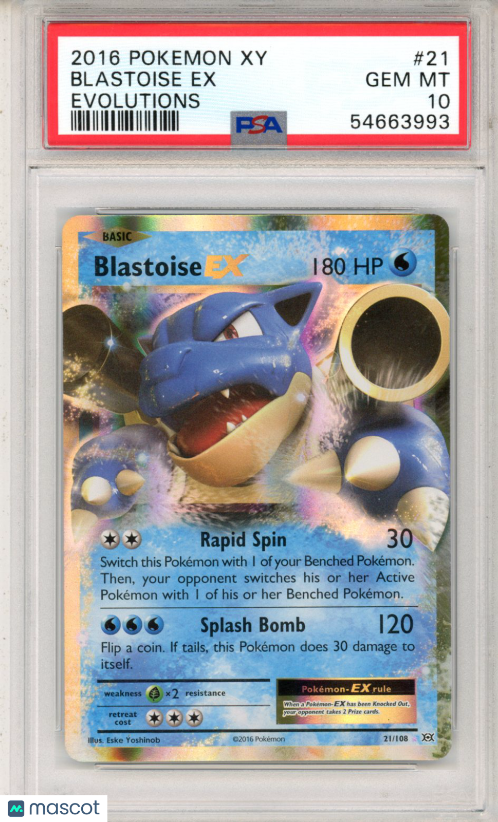 2016 Pokemon XY Evolutions Blastoise EX #21 PSA 10 GEM MINT - Graded TCG/CCG