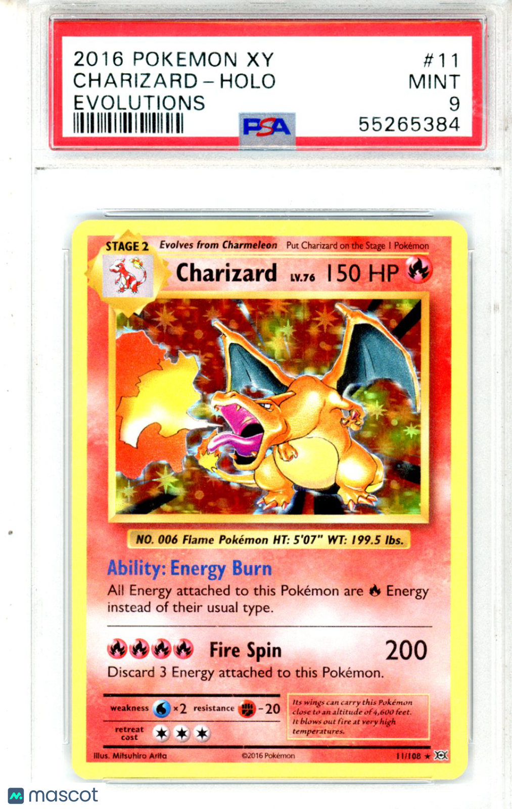 2016 Pokemon XY Evolutions Charizard #11 HOLO PSA 9