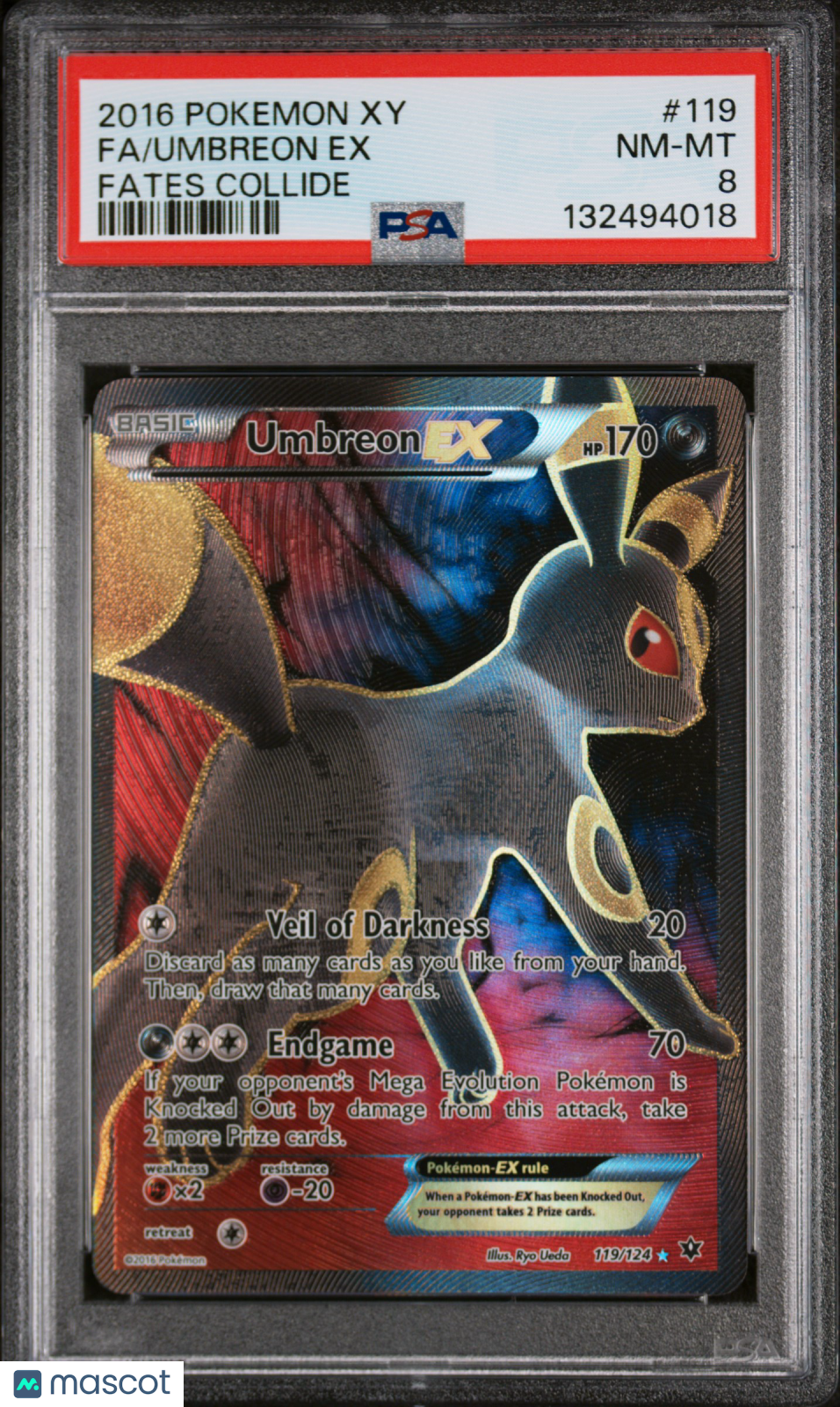 2016 Pokemon XY Fates Collide Umbreon EX #119 Full Art PSA 8 - Graded TCG/CCG