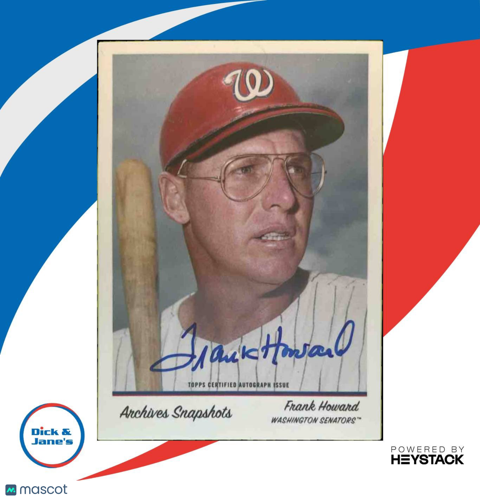 2016 Topps Archives Snapshots Frank Howard Auto /300 #AS-FH Washington Senators - Sports Cards
