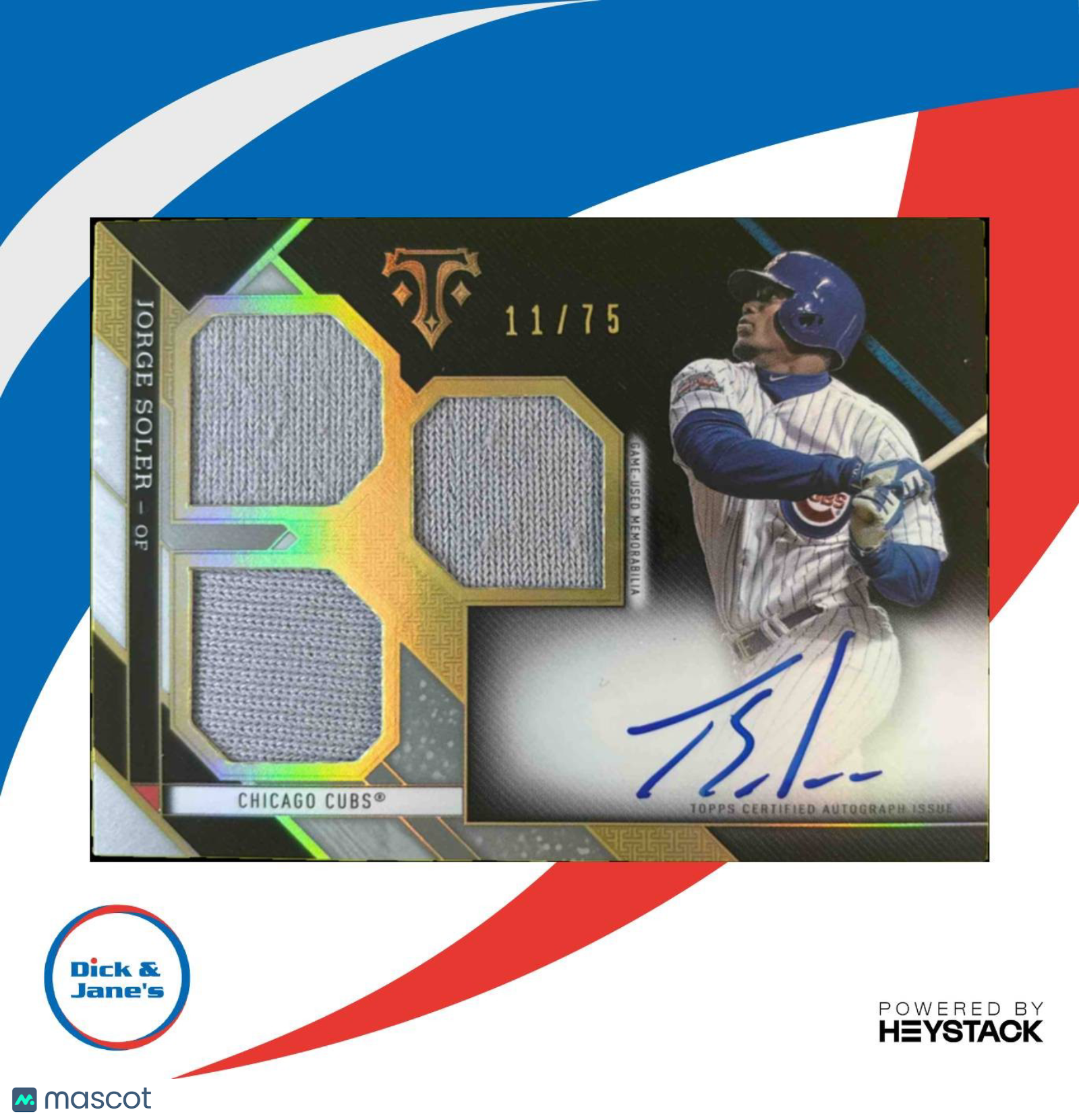 2016 Topps Triple Threads Jorge Soler Rookies Future Phenoms Auto Relics 11/75 - Sports Cards