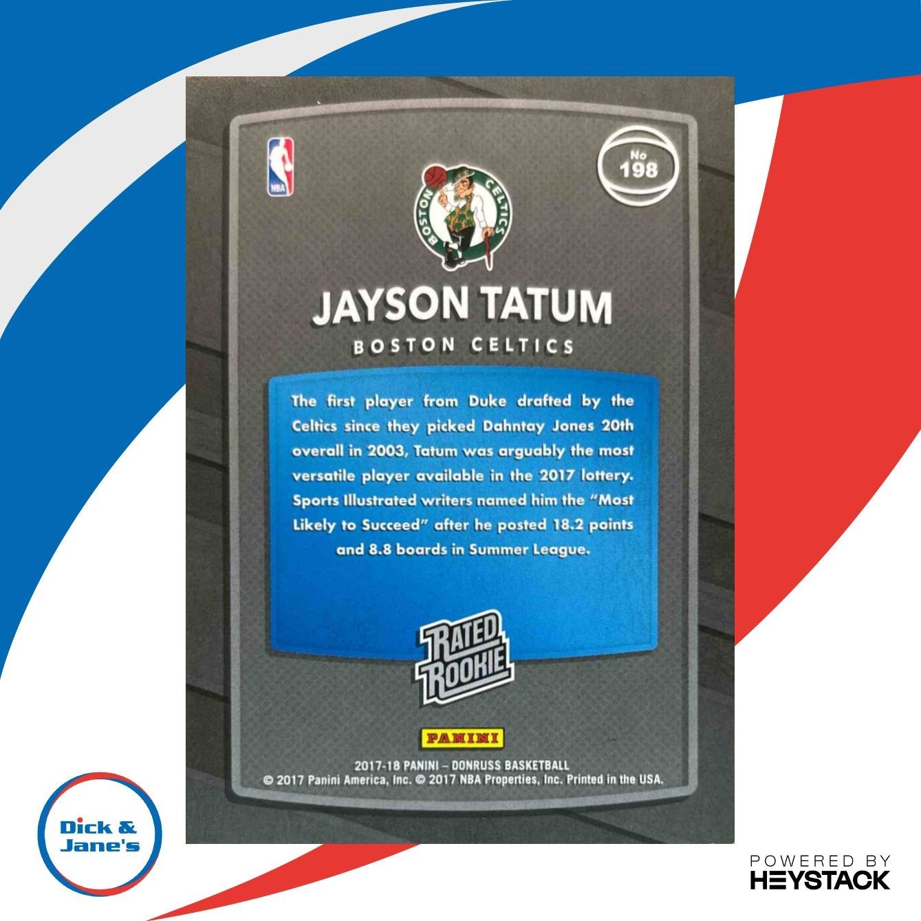 2017-18 Panini Donruss Jayson Tatum #198 RC Boston Celtics - Sports Cards