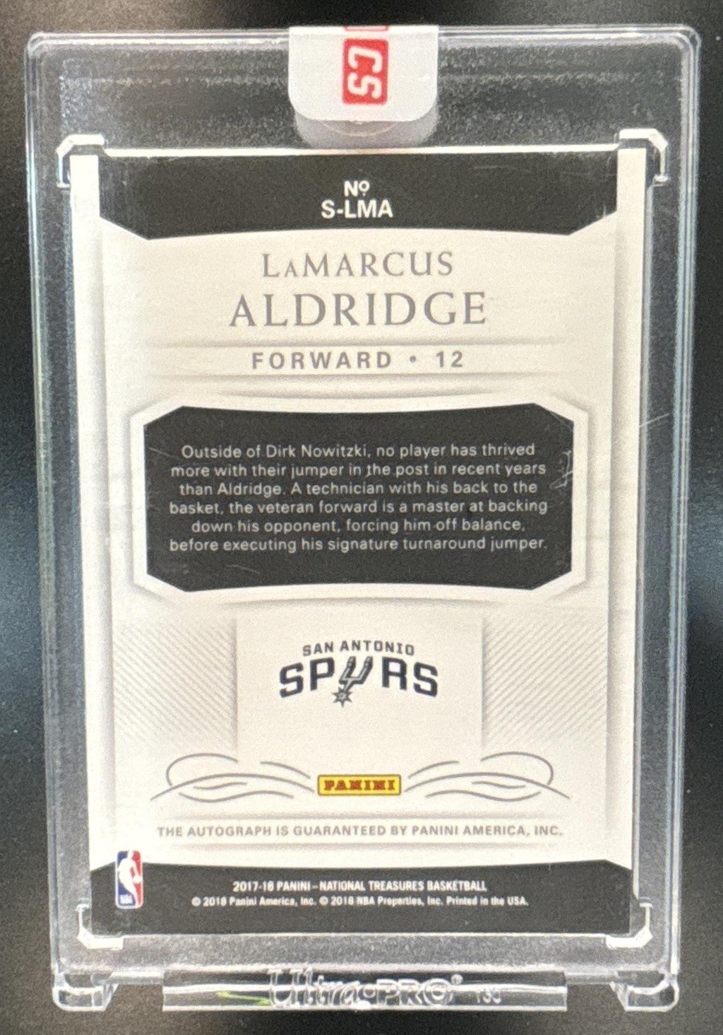 2017-18 Panini National Treasures LaMarcus Aldridge Signatures /49 Auto Spurs - Sports Cards
