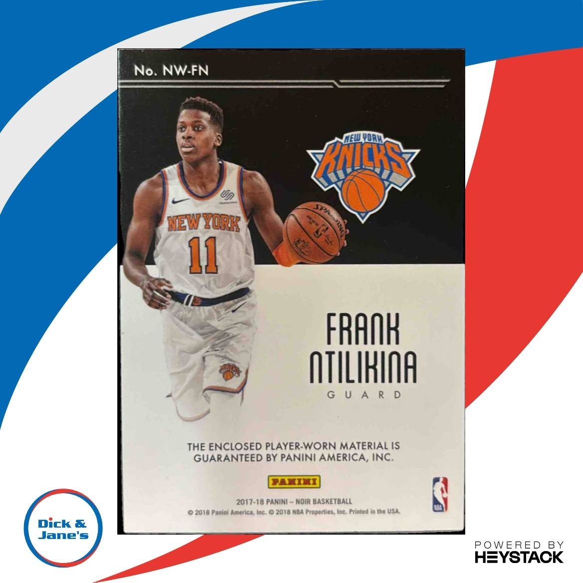 2017-18 Panini Noir Frank Ntilikina New Wave Jerseys /99 RC York Knicks - Sports Cards