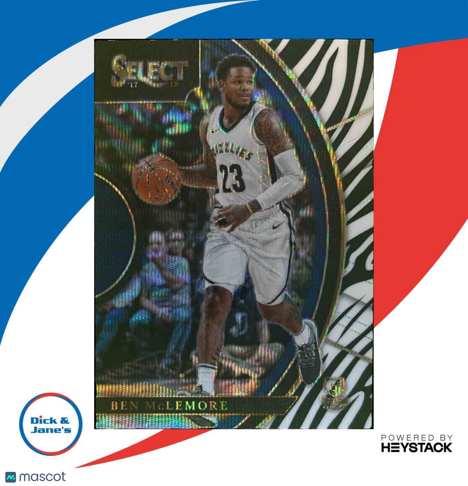 2017-18 Panini Select Ben McLemore Zebra Prizms #47 Concourse Memphis Grizzlies - Sports Cards