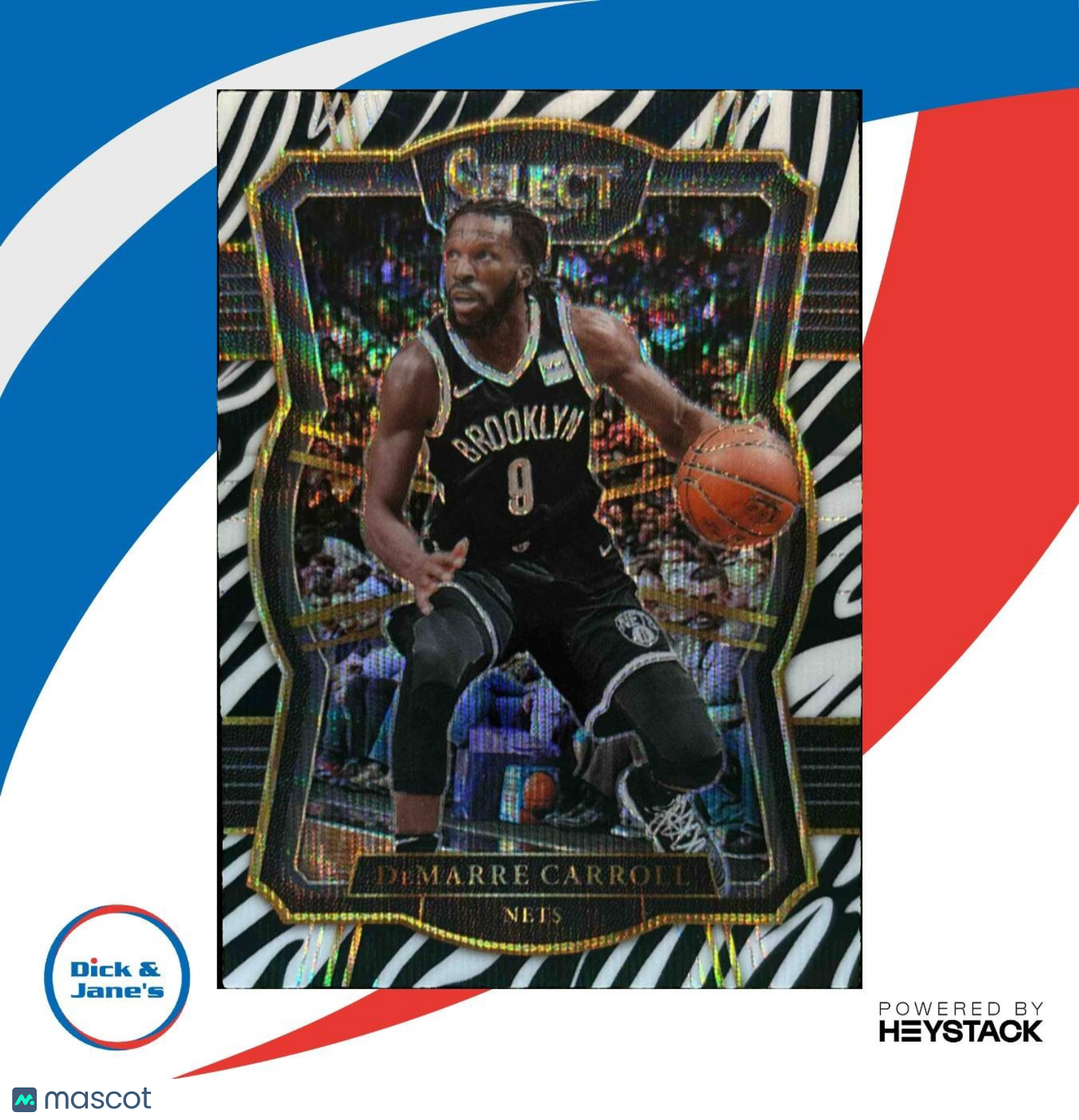 2017-18 Panini Select DeMarre Carroll Zebra Prizms #183 Brooklyn Nets - Sports Cards