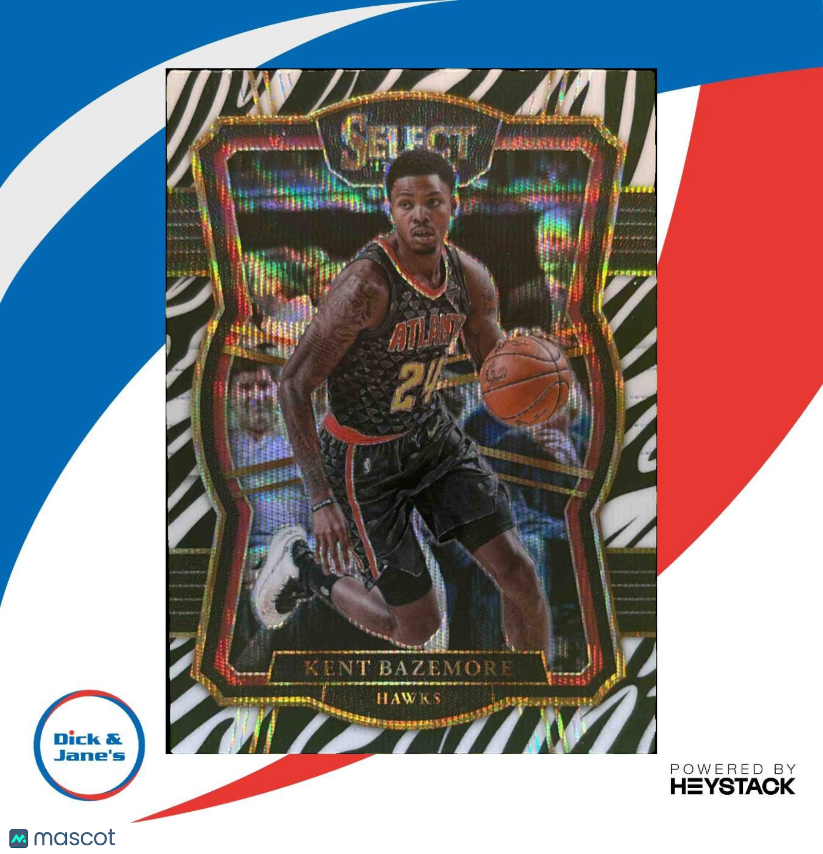 2017-18 Panini Select Kent Bazemore Zebra Prizms #170 Atlanta Hawks - Sports Cards