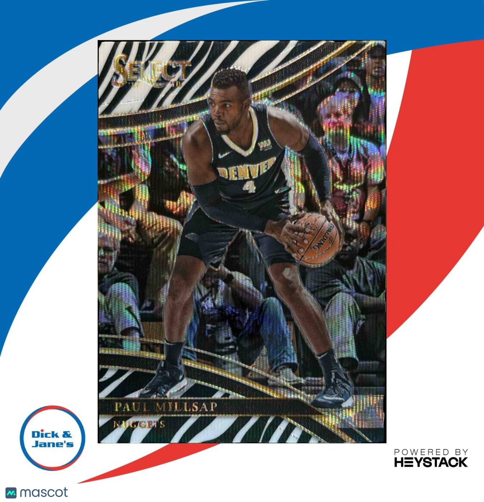 2017-18 Panini Select Paul Millsap Zebra Prizms #278 Courtside Denver Nuggets - Sports Cards