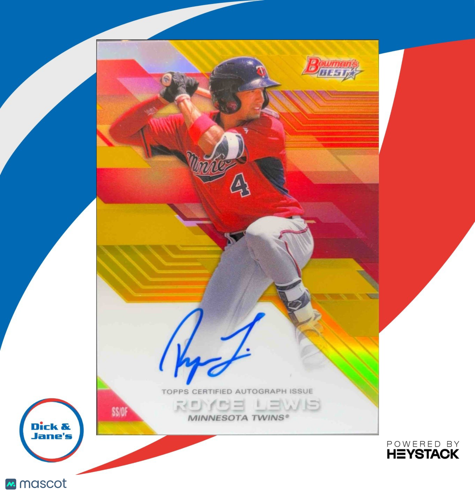 2017 Bowman Bowman’s Best Royce Lewis Best of 2017 Auto Gold Refractor 13/50 - Sports Cards