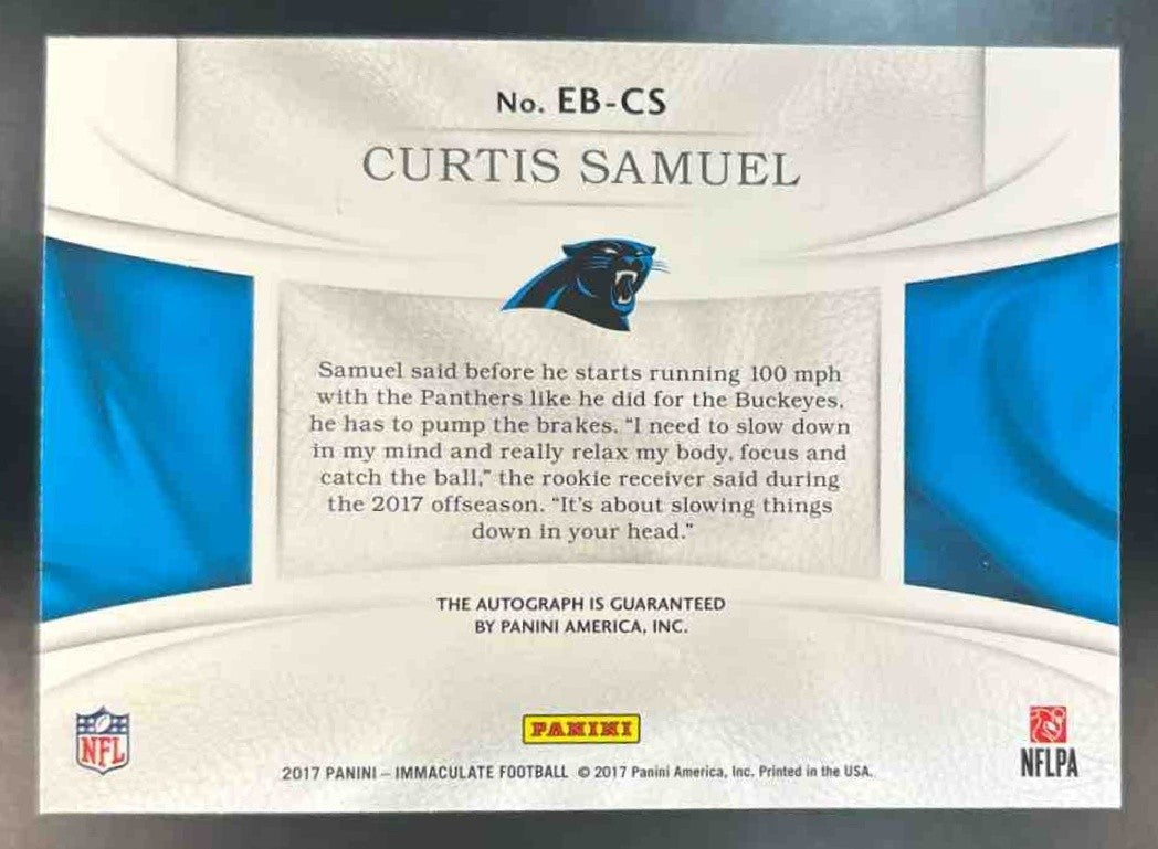 2017 Immaculate Collection Curtis Samuel Rookie Eye Black Auto /84 RC Panthers - Sports Cards