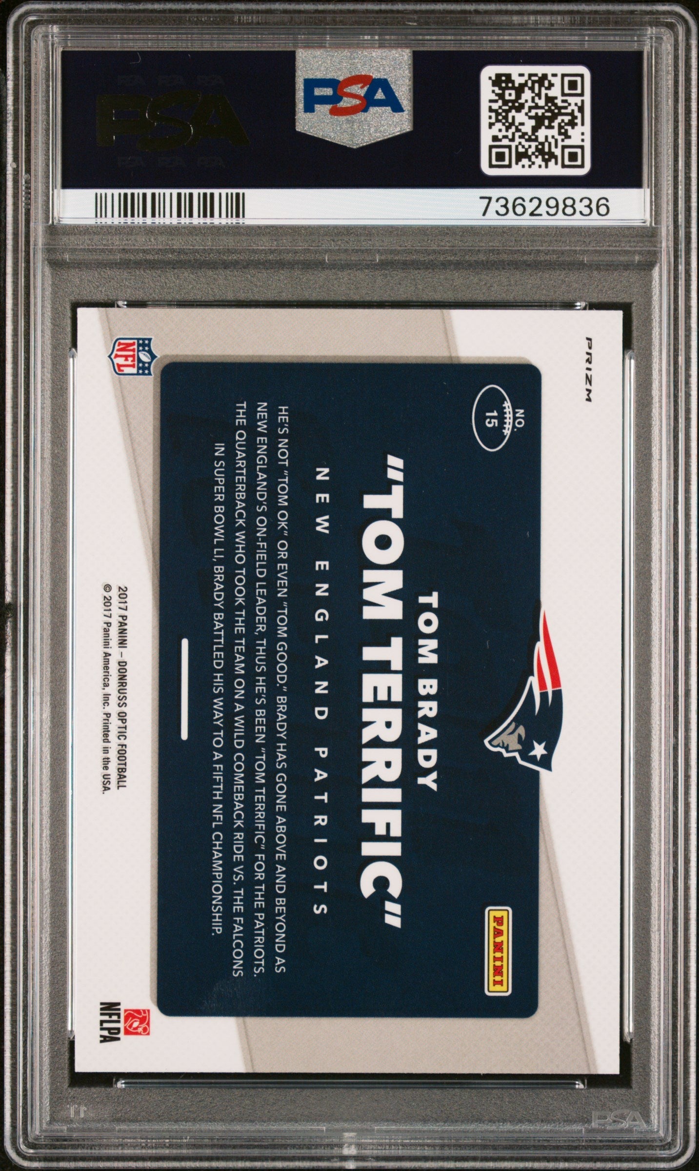 2017 Panini Donruss Optic AKA Tom Brady #15 PSA 10 GEM MINT New England Patriots - Graded Sports Cards