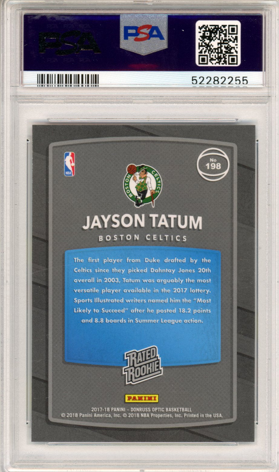 2017 Panini Donruss Optic Jayson Tatum Red Yellow #198 PSA 10 - Graded Sports Cards