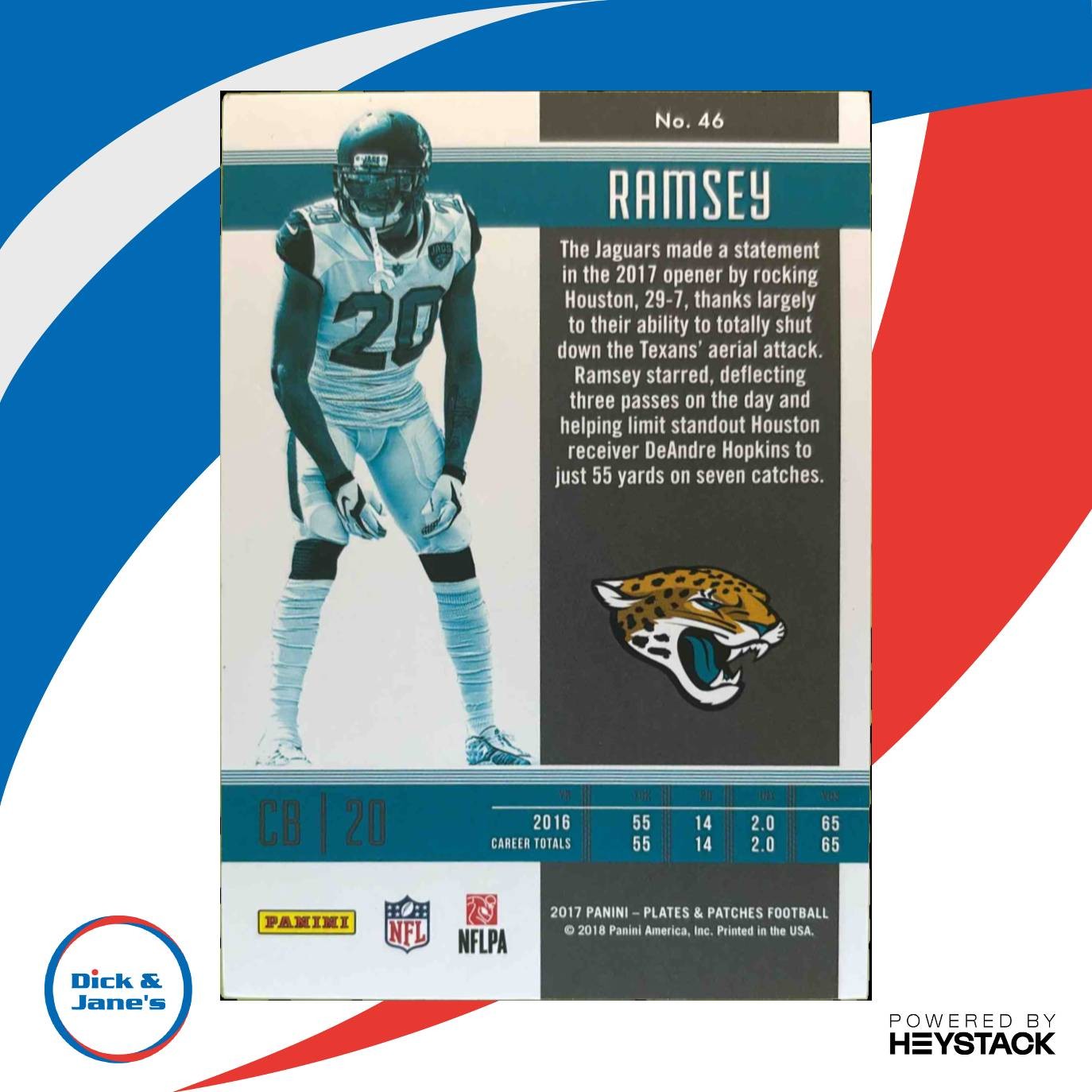 2017 Panini Plates & Patches Jalen Ramsey Red /10 #46 Jacksonville Jaguars - Sports Cards