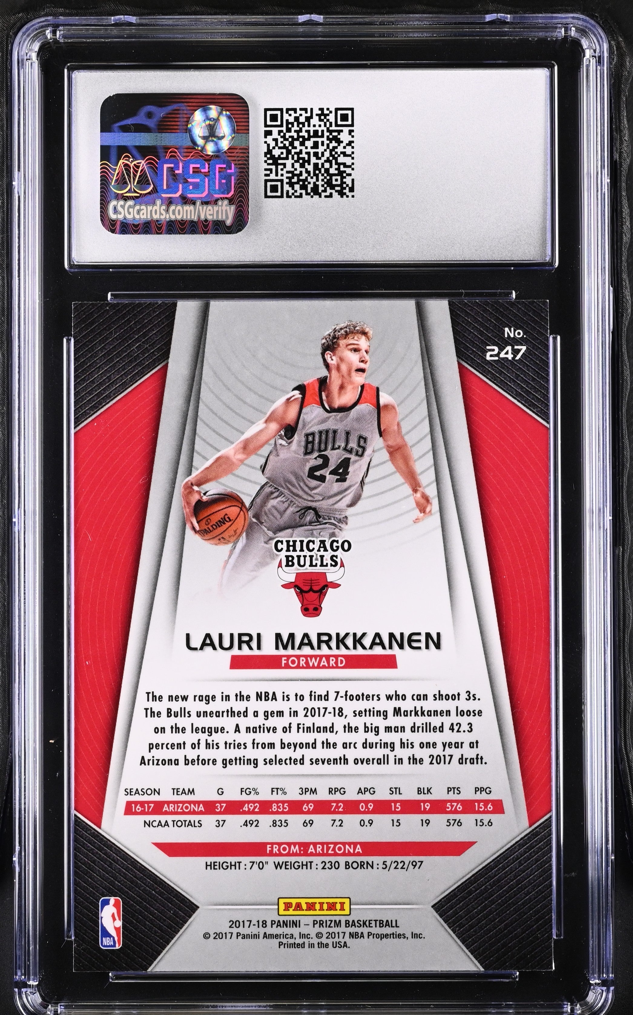 2017 Prizm Lauri Markkanen #247 CGC 9.5 - Graded Sports Cards