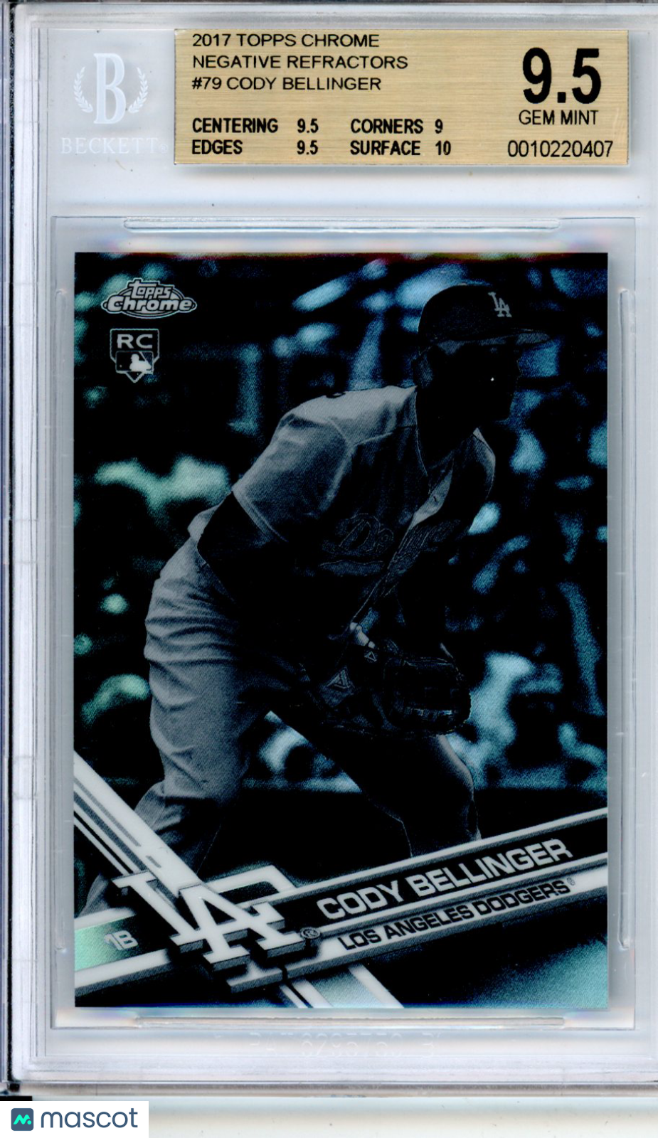 2017 Topps Chrome Negative Refractors Cody Bellinger Rookie #79 BGS 9.5 GEM MINT - Graded Sports Cards