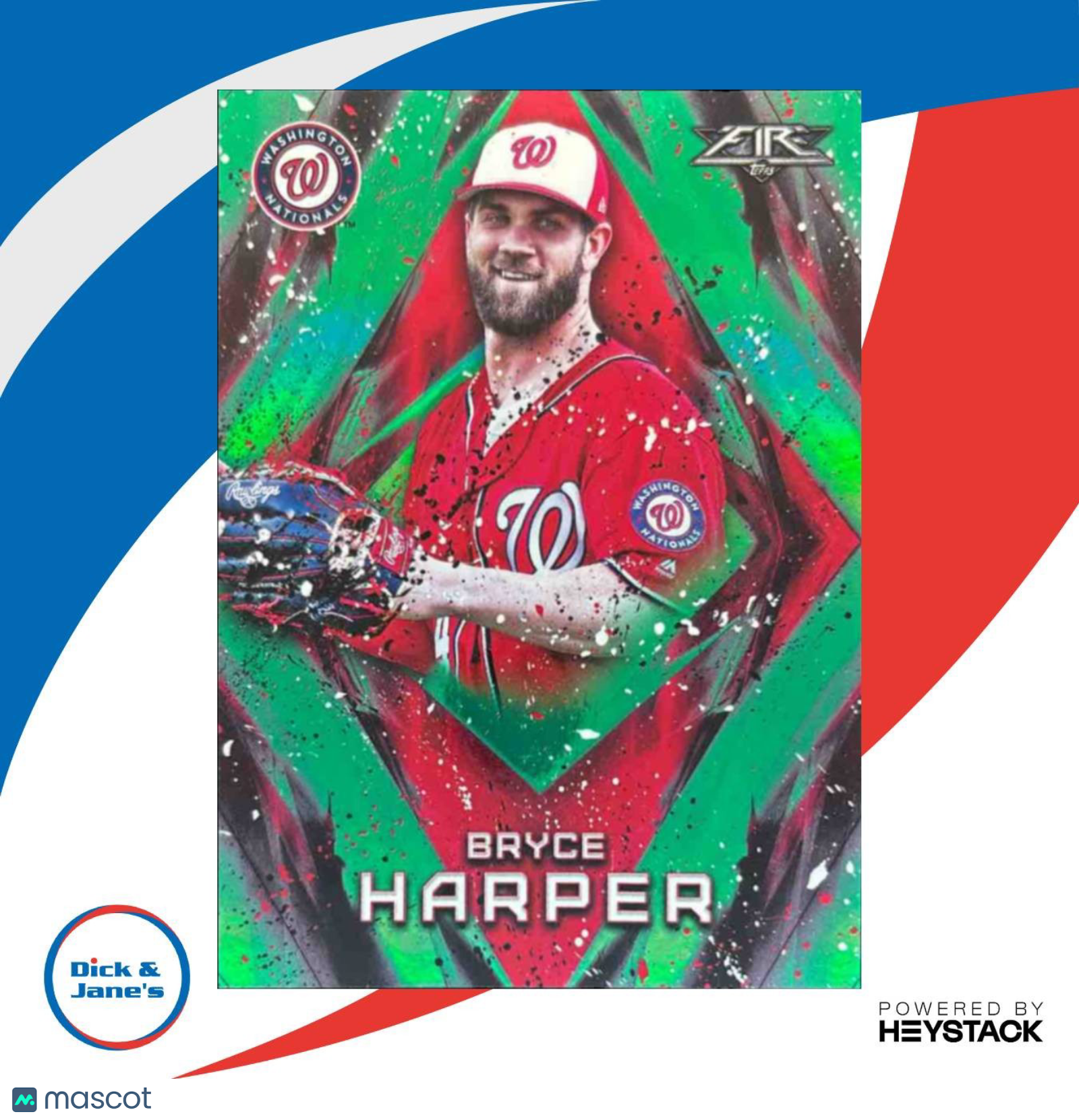 2017 Topps Fire Bryce Harper Green 74/199 #76 Washington Nationals - Sports Cards