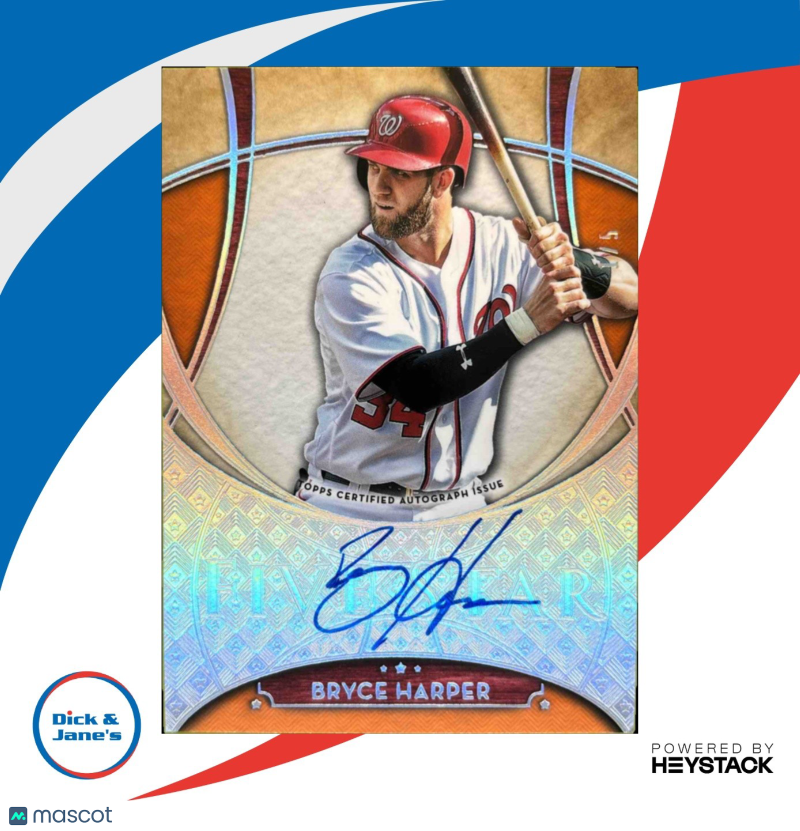 2017 Topps Five Star Bryce Harper Auto Orange 1/5 #FSA-BH Washington Nationals - Sports Cards