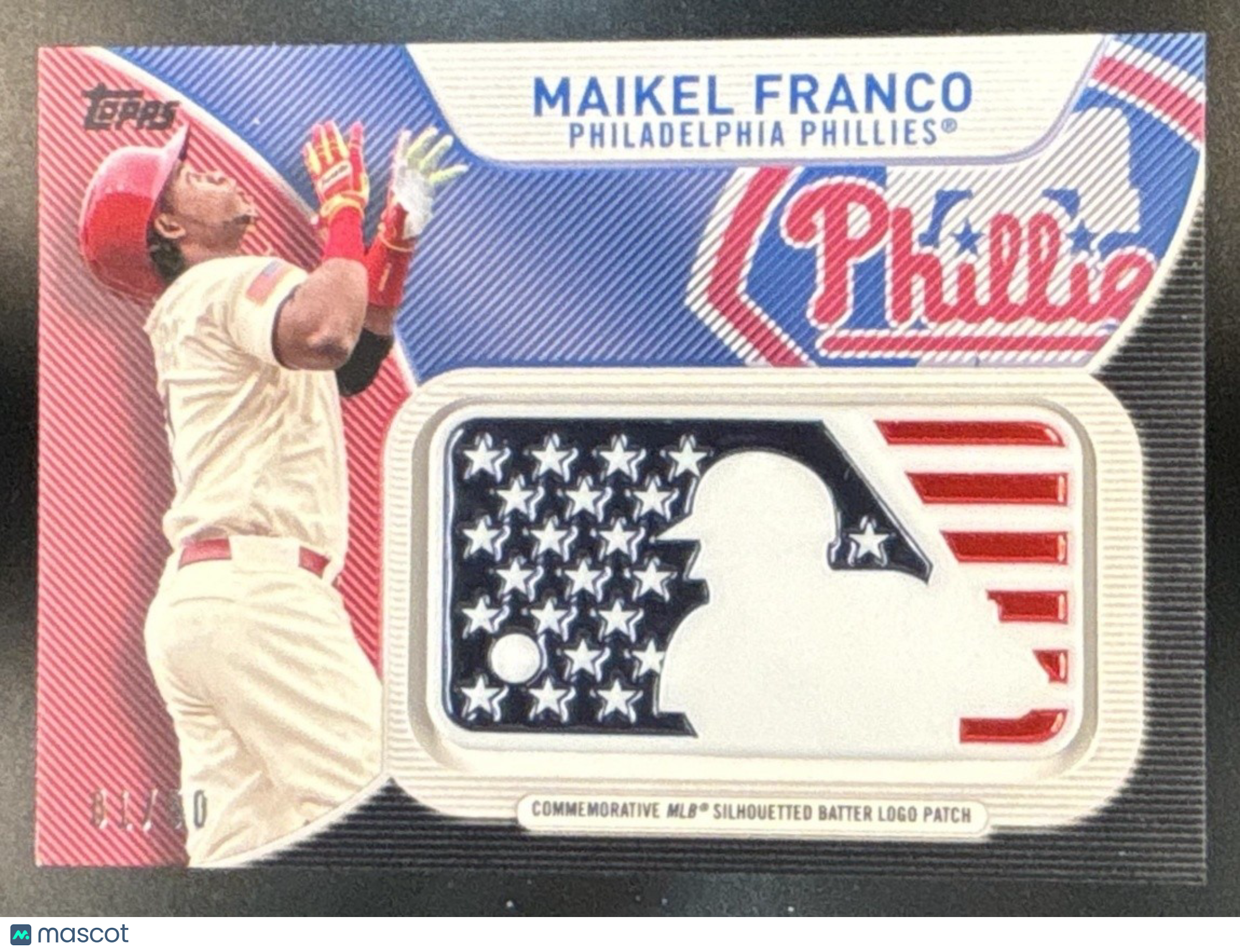 2017 Topps Maikel Franco Independence Day Commemorative MLB Logo - Sports Cards