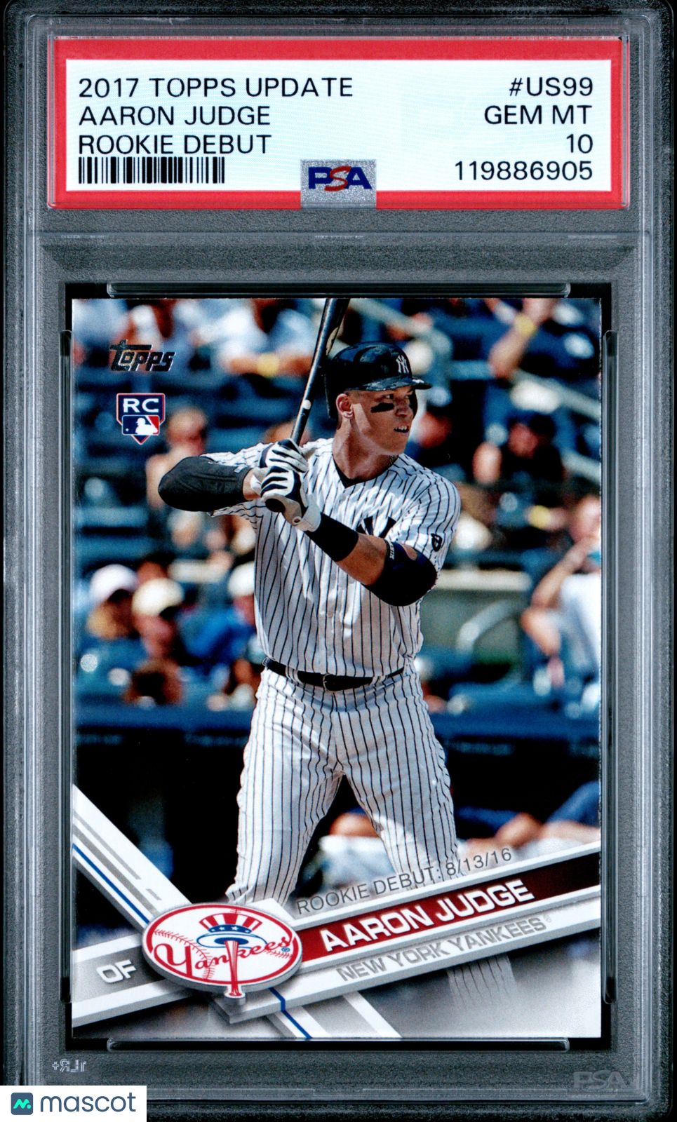 2017 Topps Update Aaron Judge Rookie Debut #US99 PSA 10 - Graded Sports Cards