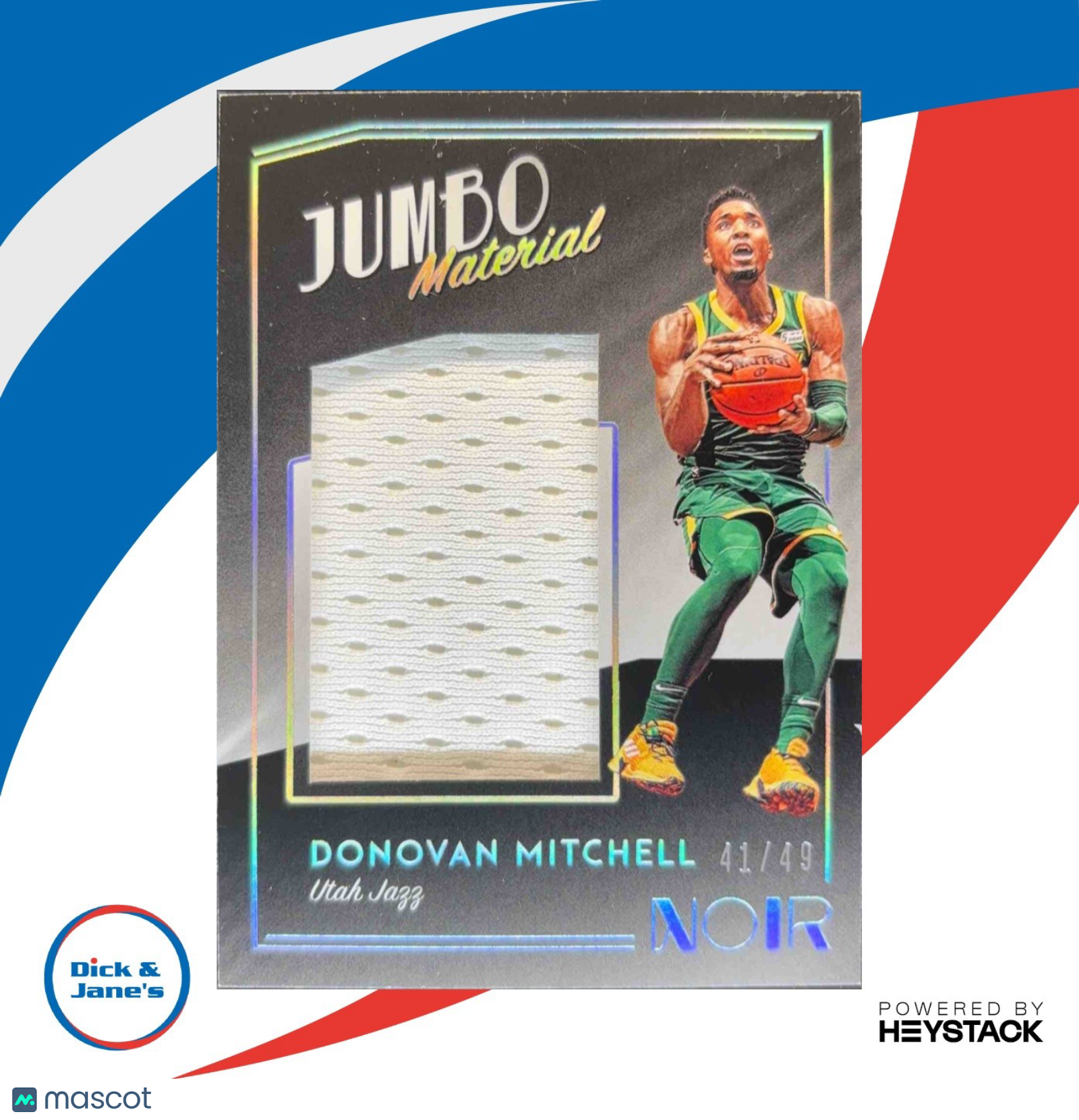 2018-19 Panini Noir Donovan Mitchell Jumbo Material /49 #JM-DML MEM Utah Jazz - Sports Cards