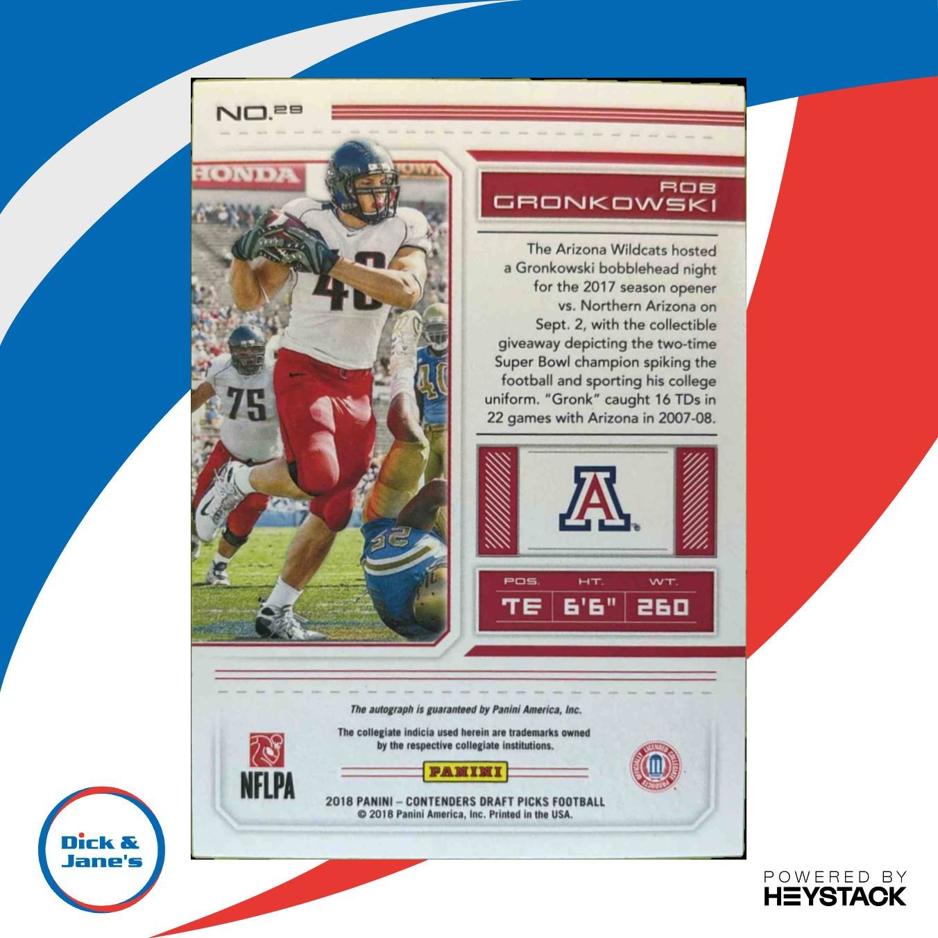 2018 Contenders Draft Rob Gronkowski Season Ticket Signatures Blue Foil 1/5 Auto - Sports Cards