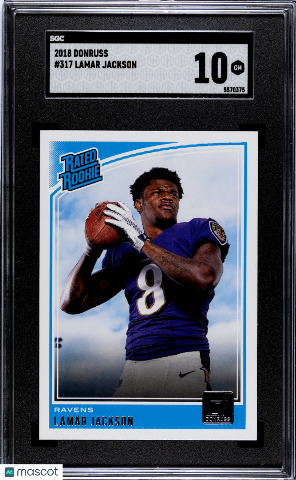 2018 Donruss Lamar Jackson Rookie #317 SGC 10 GEM MINT Baltimore Ravens - Graded Sports Cards