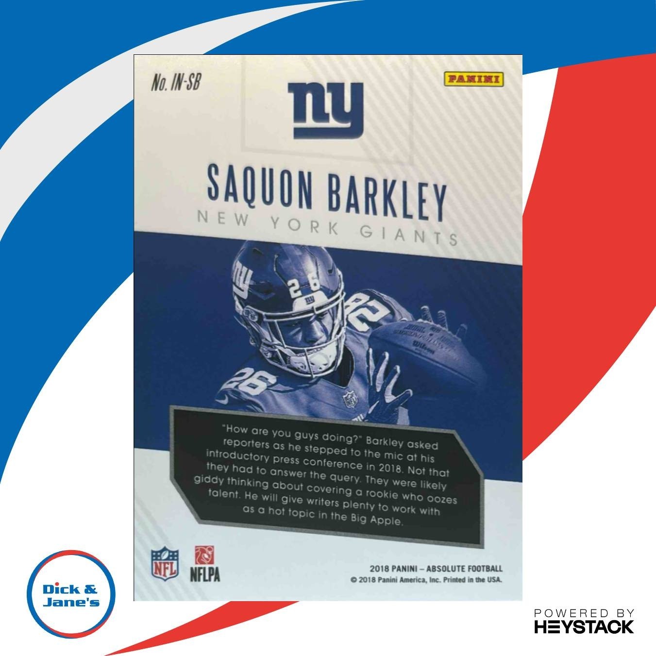 2018 Panini Absolute Saquon Barkley Introductions #IN-SB RC New York Giants - Sports Cards