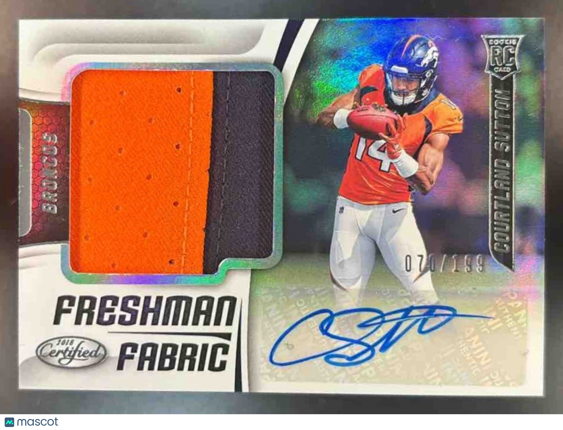 2018 Panini Certified Courtland Sutton /199 #230 RC Freshman Fabric Auto Broncos - Sports Cards