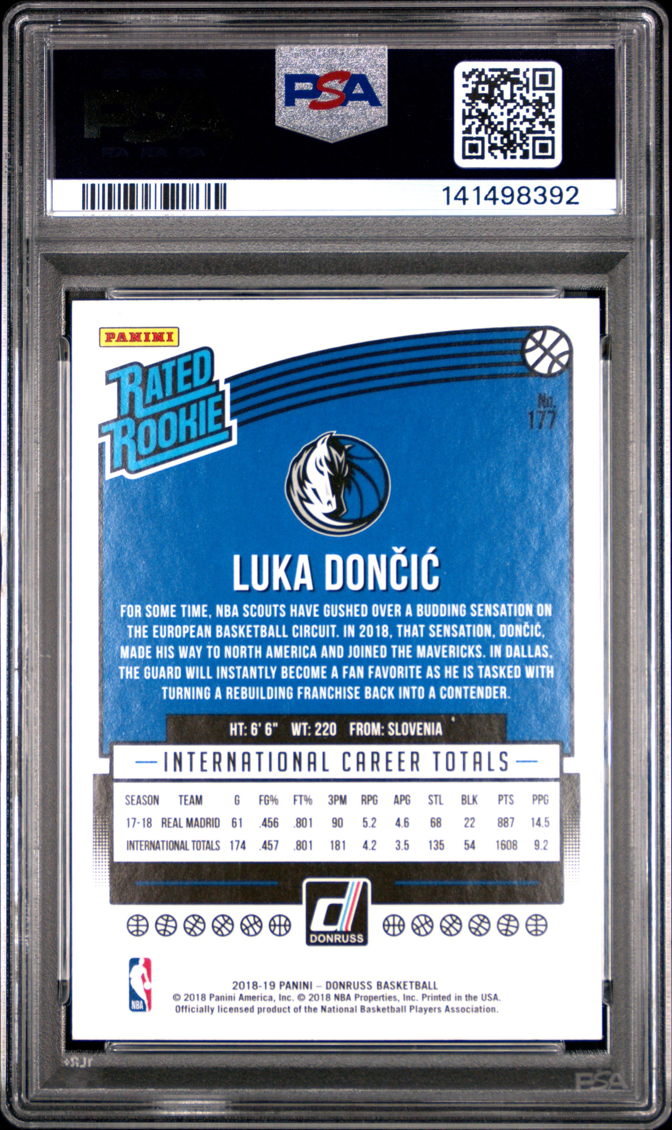 2018 Panini Donruss Luka Doncic #177 PSA 9 - Graded Sports Cards