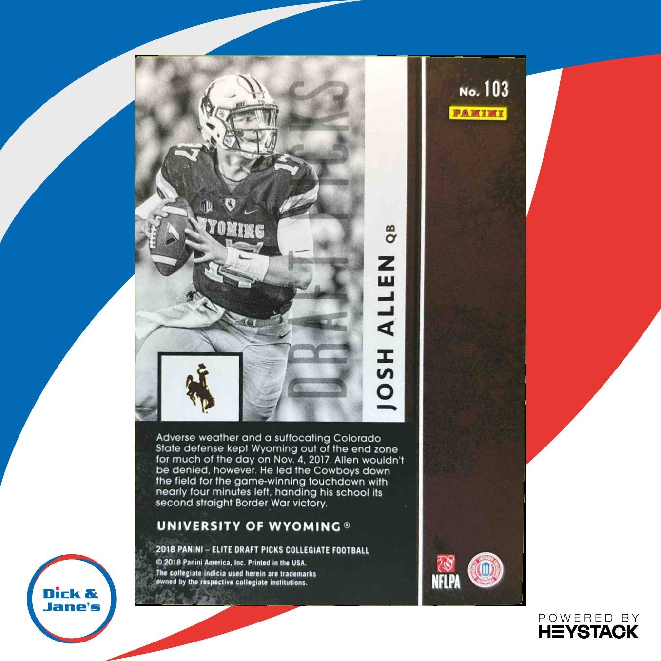 2018 Panini Elite Draft Picks Josh Allen Aspirations Red /49 #103RC Wyoming RC - Sports Cards