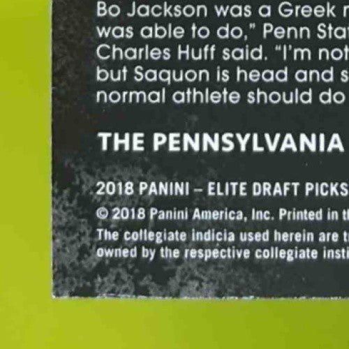 2018 Panini Elite Draft Picks Saquon Barkley 105 RC Penn State Nittany Lions BLK - Sports Cards