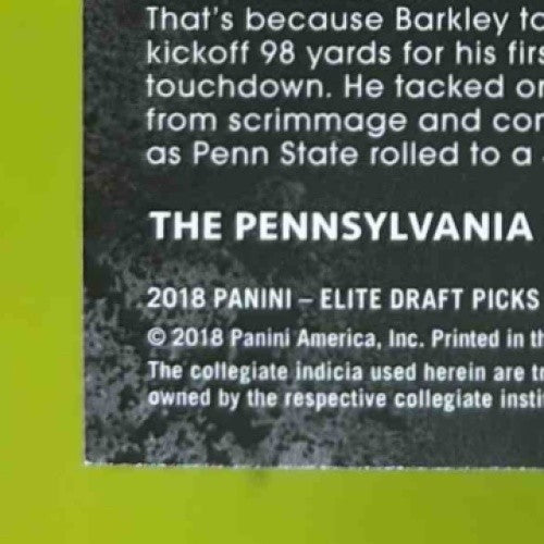 2018 Panini Elite Draft Picks Saquon Barkley 105 RC Penn State Nittany Lions WHT - Sports Cards