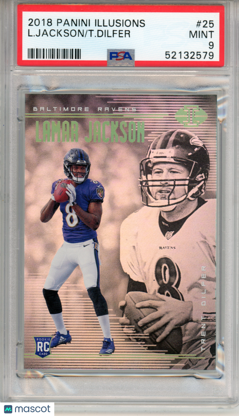 2018 Panini Illusions T. Dilfer L. Jackson Rookie PSA 9 MINT Baltimore Ravens - Graded Sports Cards