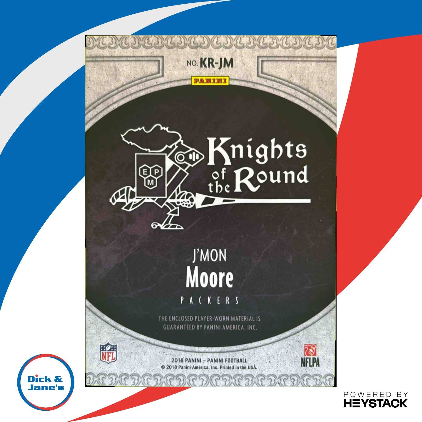 2018 Panini J Mon Moore Knights of the Round Rookie Memorabilia Prime/25 Packers - Sports Cards