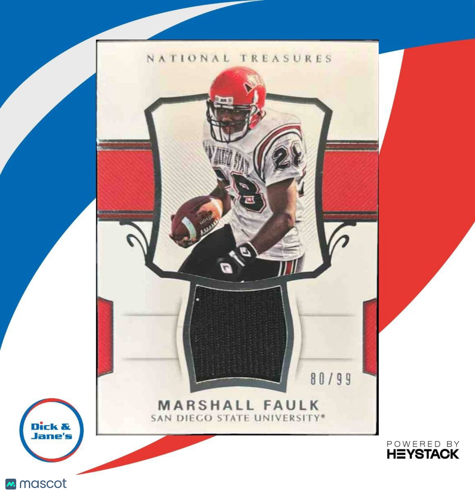 2018 Panini National Treasures Collegiate Patch Marshall Faulk /99 #44 MEM - Sports Cards