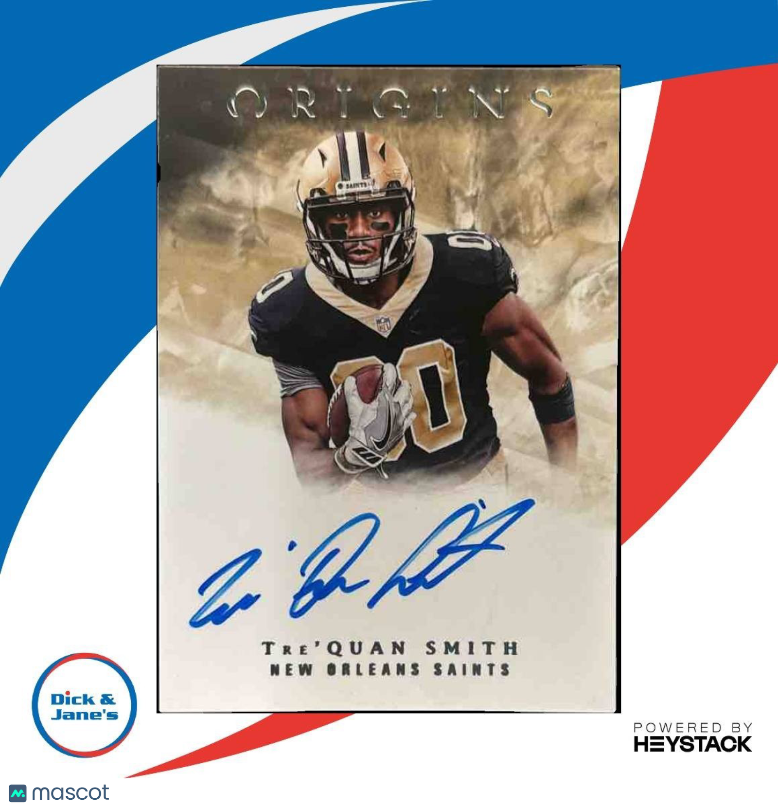 2018 Panini Origins Tre Quan Smith Rookie Auto RC New Orleans Saints - Sports Cards