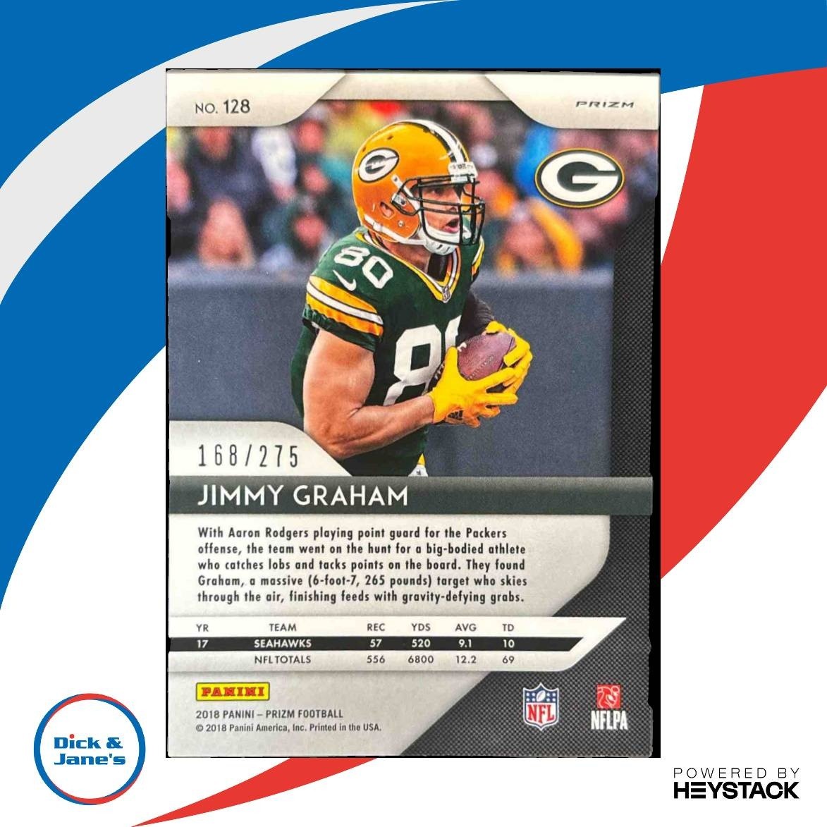 2018 Panini Prizm Jimmy Graham Hyper 168/275 #128 Green Bay Packers - Sports Cards